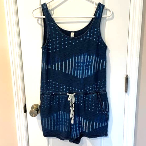 Lucky Lotus Romper 100% Cotton Indigo Blue - Picture 3 of 8